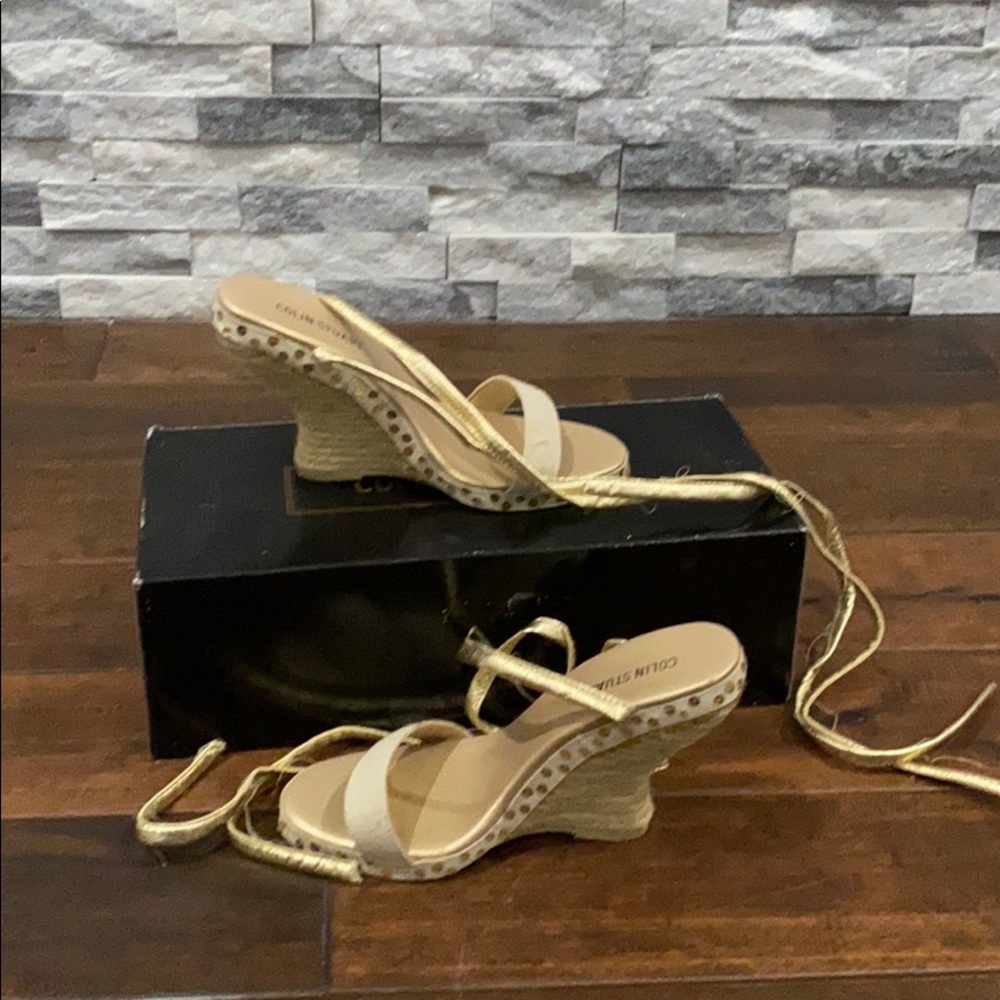 Wrap around ankle gold sandal